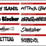 Collection of vibrant graffiti fonts displayed in a creative urban style.