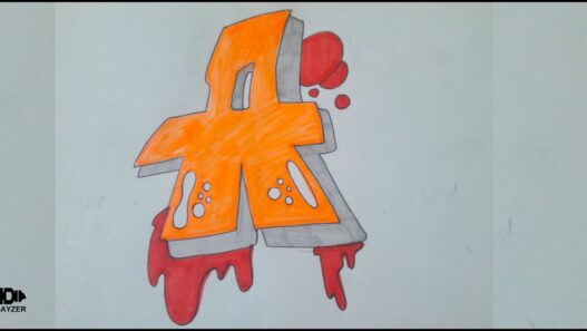 Graffiti letter 'A' drawn in bold, vibrant colors with artistic shading and a street-art style background.