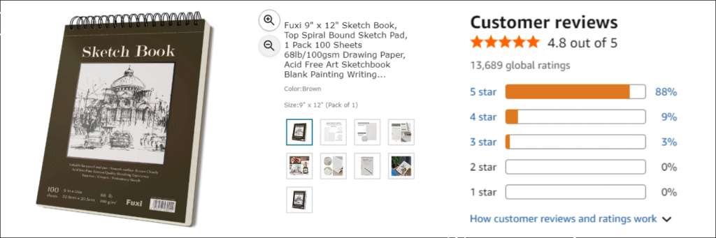 Fuxi 9x12 spiral-bound sketchbook with 100 blank sheets, ideal for graffiti artists and beginners.