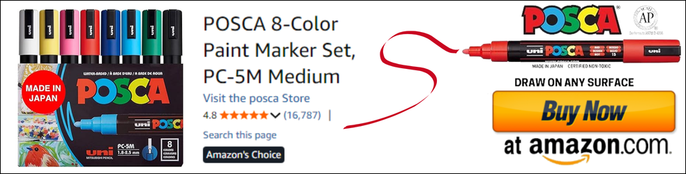 POSCA 8-Color Paint Marker Set, PC-5M Medium