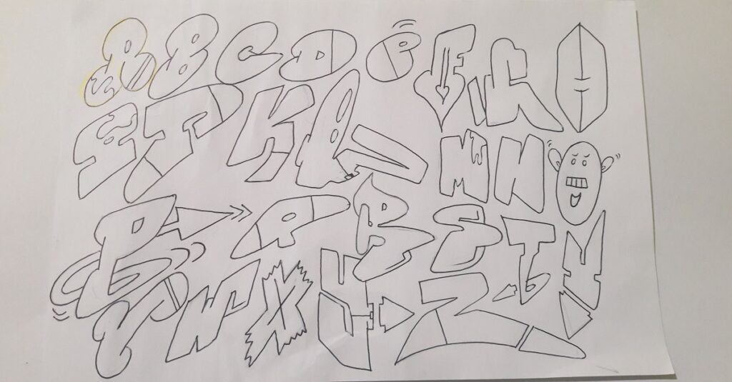 Graffiti alphabet styles with creative lettering ideas for street art.