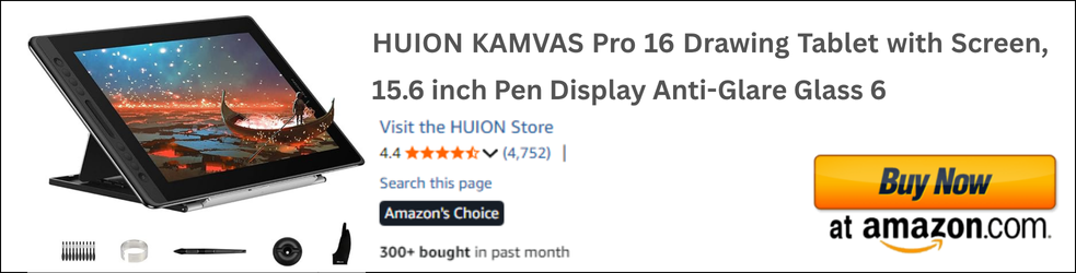 HUION KAMVAS Pro 16 Drawing Tablet with Screen, 15.6 inch