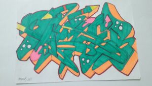 Colorful graffiti lettering styles showcasing bubble, block, wildstyle, and 3D letters on a wall