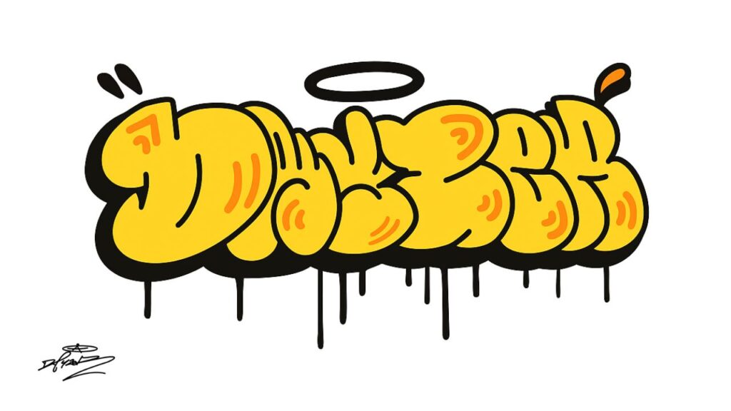 Colorful graffiti-style digital illustration blending street art with modern urban design elements.