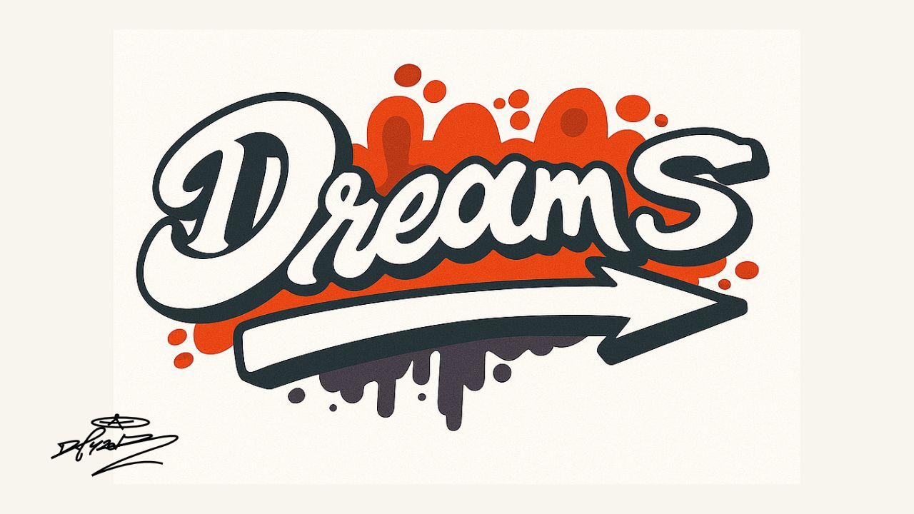 Hand-drawn typography art with simple bubble letters and creative decorative elements, perfect for beginners