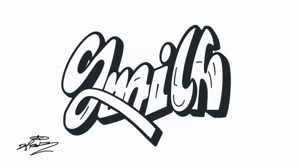 Hand-drawn typography art with simple bubble letters and creative decorative elements, perfect for beginners