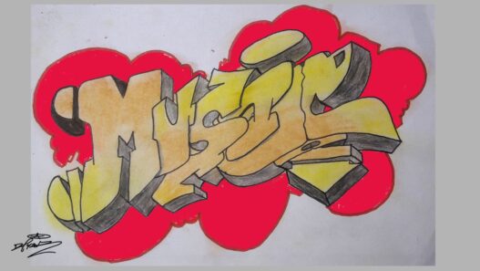 Colorful graffiti art drawing for beginners with bold letters and street-style design