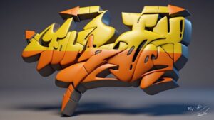 A digital graffiti artist sketching vibrant artwork on a tablet screen using Procreate in a modern studio.