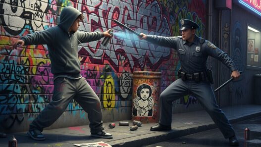 Graffiti on an urban wall representing freedom and vandalism in street art